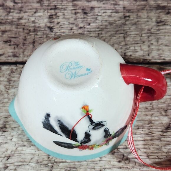 Cow Creamer Christmas Ornament Pioneer Woman Red Gingham Ribbon Mixing Bowl - Picture 6 of 7